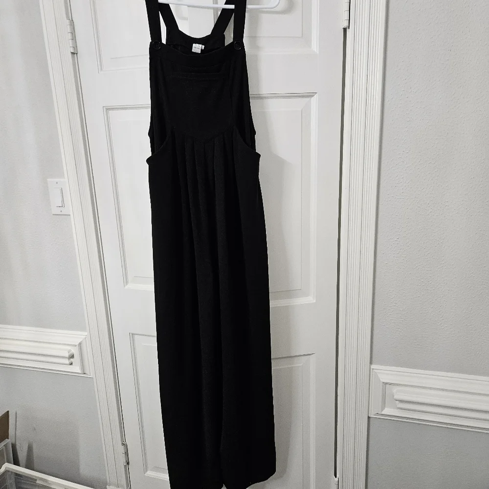 Halara Waffle Casual Maternity Jogger Overalls with Pockets medium black - Picture 7 of 12